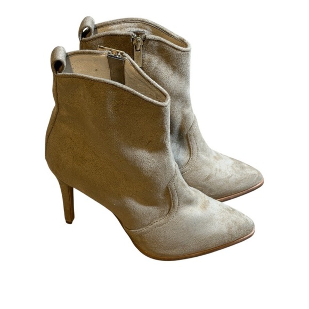 RAYE Women Tan Suede Pointed Toe Stiletto Western‎ Ankle Boots Size 8.5